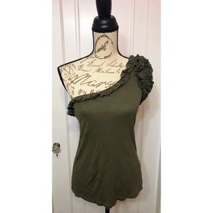 Chic Ruffle Sleeveless Olive Green Top